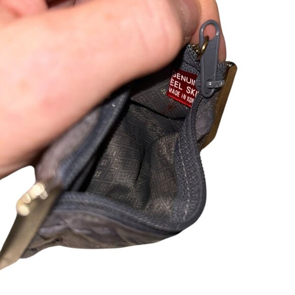 Eel Skin Gray vintage key coin holder wallet Khaki - Picture 4 of 5